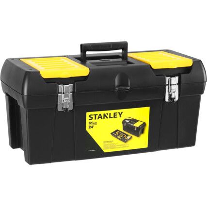 1-92-067 2000 PLASTIC TOOLBOX BLACK/YELLOW C/W METAL LATCHES 24"