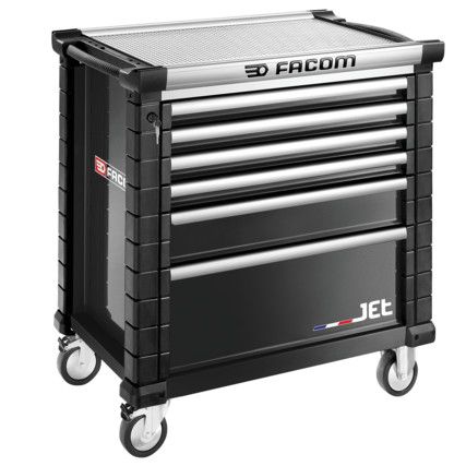 Roller Cabinet, JET+, Black, 6-Drawers