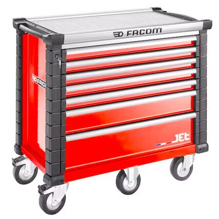 Roller Cabinet, JET+, Red, 7-Drawers