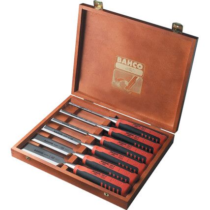 Wood Chisel Set, Steel, 6mm/10mm/12mm/18mm/25mm/32mm, 6 Piece