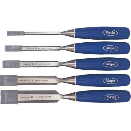 Bevel Edge Wood Chisel Set, Steel, 10mm/13mm/19mm/25mm/6mm x 300mm