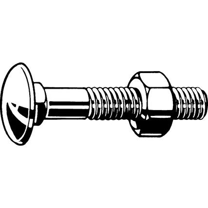 M6x45 CARRIAGE BOLT C/W NUT BZP