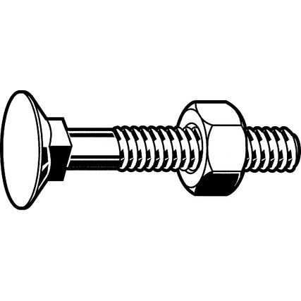 M8x60 FLAT C/SUNK LONG SQ' NECK BOLT C/W NUT BZP (GR-4.6)