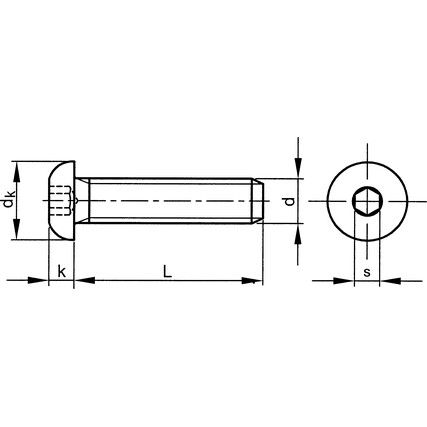 M8 x 70mm Socket Button Head Screw, GR-10.9