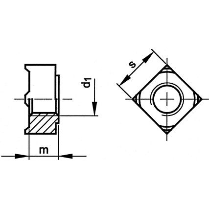 M6 SQ. WELD NUT