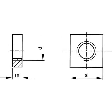 M4 Steel Square Nut, Bright Zinc Plated