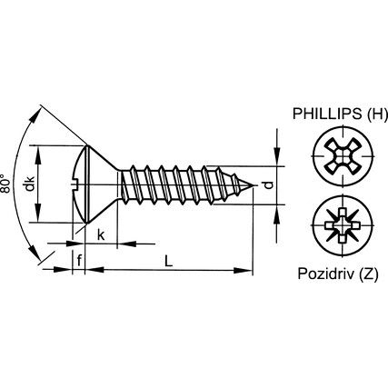 ST2.9x13mm POZI RSD CSK TAP SCREW BZP