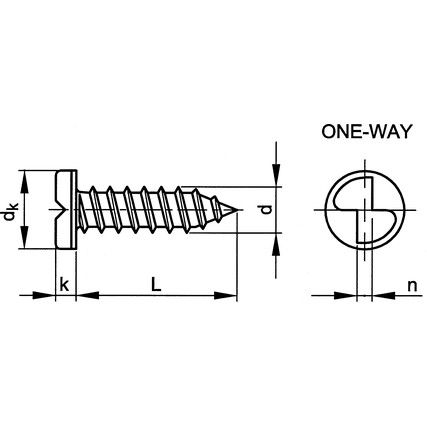 2.9x13mm SECURITY 1-WAY TAP SCREW A2