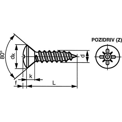 ST3.5x16mm POZI RSD CSK TAP SCREW A2