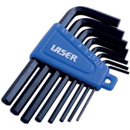 Hex Key, L-Handle, Hex, Metric, 1.5-6mm, 8-piece