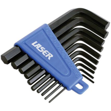 Hex Key, L-Handle, Hex, Imperial, 1/16-3/8", 10-piece