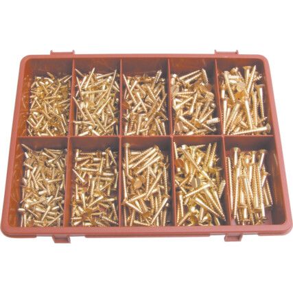 SLOTTED C/SUNK WOODSCREW KIT BRASS