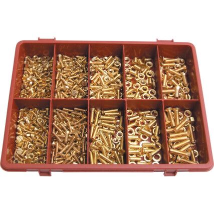 METRIC SLOTTED C/SUNK M/C SCREW KIT BRASS