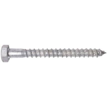 12x160mm  MILD STEEL HEX COACHSCREW GALVANISED DIN571, Box of 25