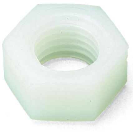 M3 NYLON HEX FULL NUT DIN934, Box of 1000