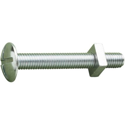 M6x12 SLOTTED ROOFING BOLT C/WSQUARE NUT BZP, Box of 200