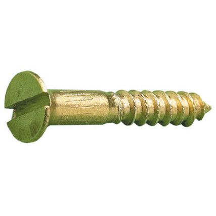 No.4x1/2in. BRASS SLOT CSK WOODSCREW SELF COLOUR, Box of 200