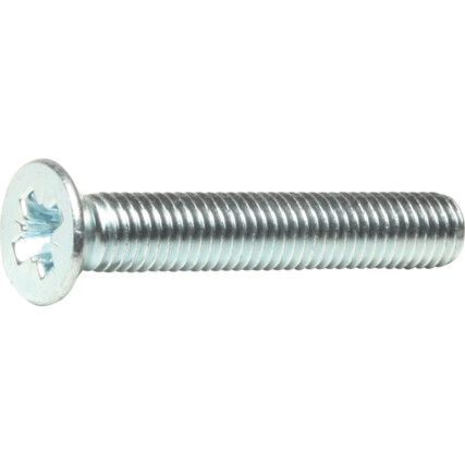 M3x30 MILD STEEL POZI CSK MACHINESCREW BZP DIN965, Box of 500