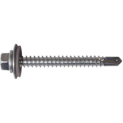 5.5x50mm SELF DRILL SCREW LIGHTBZP C/W 16mm WASHER, Box of 100