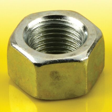 3/4" UNF Steel Hex Nut, Bright Zinc Plated, Grade 5