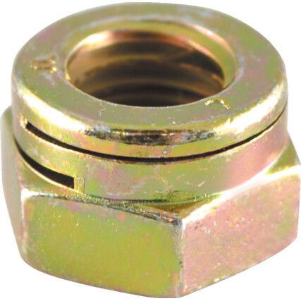 M10 Steel Lock Nut, Stover, Zinc Plated Yellow Passivated, Material Grade 8