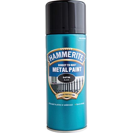 Direct to Rust Smooth Satin Black Aerosol Metal Paint - 400ml