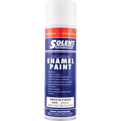 Rust Covering Smooth White Enamel Aerosol Paint - 500ml