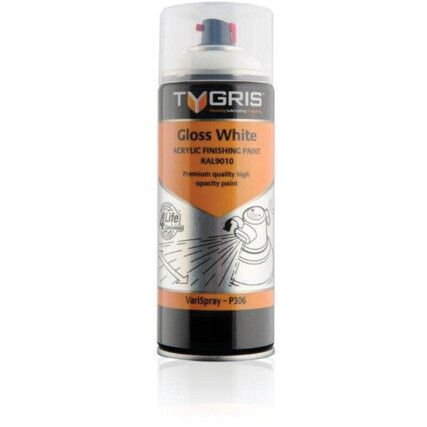 P306 Gloss White Acrylic Aerosol Paint 400ml