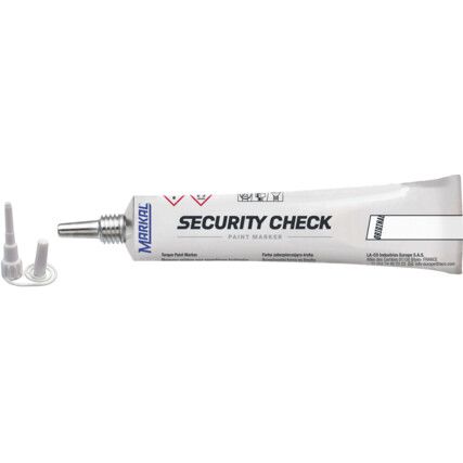 Security Check Marker, White, Permanent, , Single