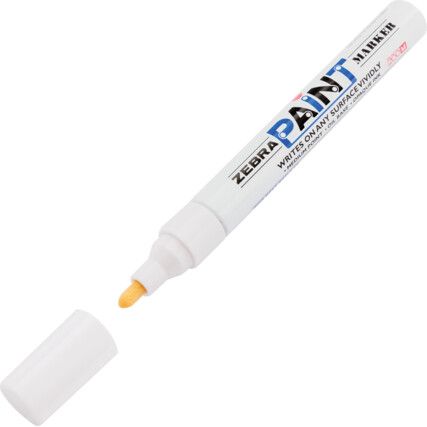 Paint Marker Pen, White, Broad, Bullet, Non-Retractable, 10 Pack