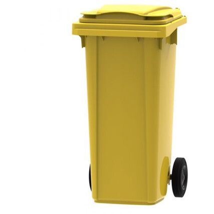 2-WHEELED BIN - YELLOW POLYETHYLENE 120LTR