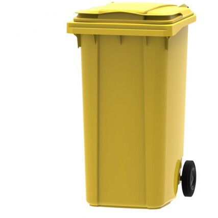 2-WHEELED BIN - YELLOW POLYETHYLENE 240LTR