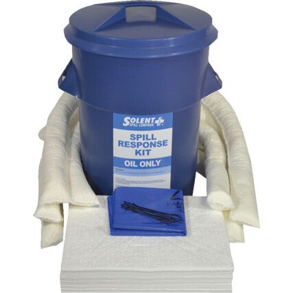 Oil Spill Kit, 90L Absorbent Capacity Per Kit, 72 x 55 x 55cm, Circular Bin