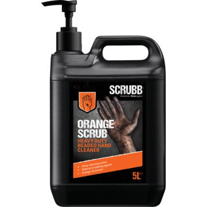 ORANGE SCRUB HEAVYDUTY BEADED HAND CLEANER 5L JERRYCAN W/ PUMP TOP