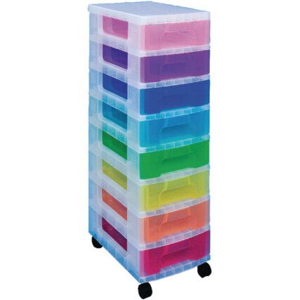 Storage Box Tower, Plastic, Assorted, 300x420x925mm, 56L