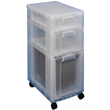 Storage Box Tower, Plastic, Clear, 300x420x690mm, 44L