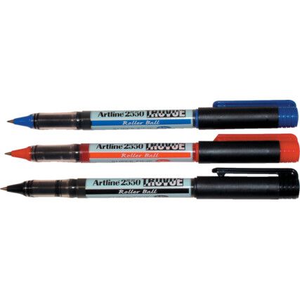 2550 Series, Rollerball Pen, Black, Fine Tip Size, 0.4mm Line Width, Pack of 12