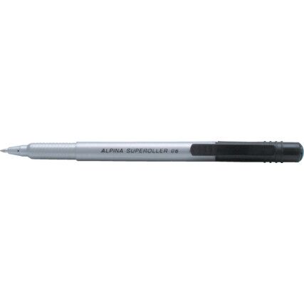 Super Roller, Rollerball Pen, Black, Non-Retractable, Fine, 0.6mm Line Width, Non-Refillable, 12 Pack