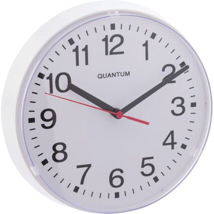 QUANTUM 900 8.5" ROUND WHITE QUARTZ CLOCK