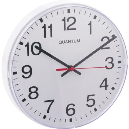 QUANTUM 2500 10" ROUND WHITE QUARTZ CLOCK