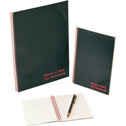 BLACK & RED WIREBOUND NOTEBOOK A5 INDEX