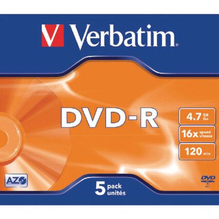 43519 DVD-R 4.7GB 16X Jewel Case Pack of 5