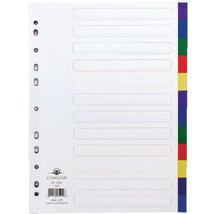 65999 DIVIDER 12-PART A4MULTI-COLOUR