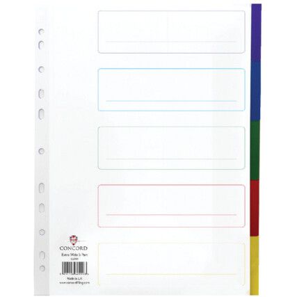 66099 DIVIDER EXTRA WIDE 5-PARTA4 MULTI-COLOUR