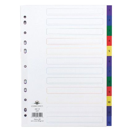 66499 INDEX 1-12 A4 MULTI-COLOUR