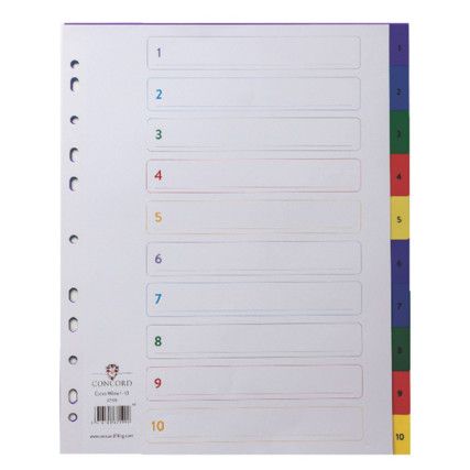 67199 INDEX A4 EXTRA WIDE 1-10MULTI-COLOUR