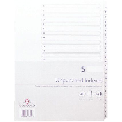 75601 Presentation Dividers Unpunched A4 A-Z White Pack of 5