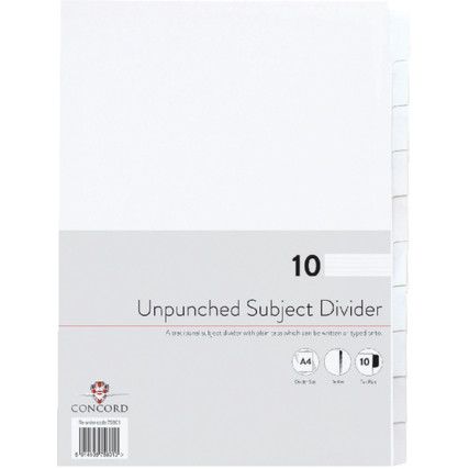 75801 PRESENTATION DIVIDER UNPUNCHED A4 10-PART WHT (PK-10)