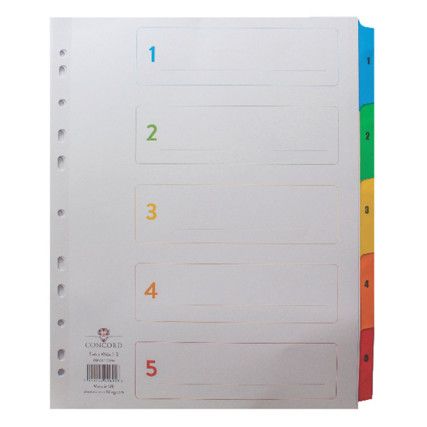 09601/CS96 INDEX 1-5 A4 WHT +MULTI-COLOUR TABS