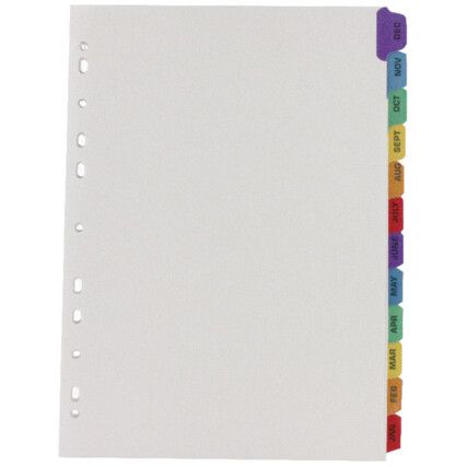 Jan-Dec Index Tabs Reinforced Multicolour KF01524